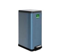 Poubelle Zack Aspect Métal Fermeture automatique Bleu métallique| 15 L