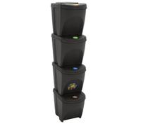 Poubelles à ordures empilables 4 pcs Gris 100 L Polypropylène