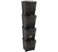 Vidaxl Poubelles À Ordures Empilables 4 Pcs Gris 100 L Polypropylène