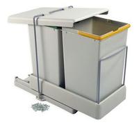 Emuca Poubelle de recyclage à fixation inférieure, extraction automatique, 2 conteneurs 14 L G