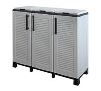 Poubelles de tri Selectif 3 Sacs Armoire Recyclage Gris Clair 102 x 37 x 90 cm Poubelle de tri 3 Portes 4 pieds INTEC