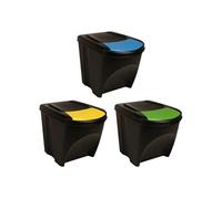 vidaXL Poubelles empilables – 3 pièces – 75 L – Anthracite