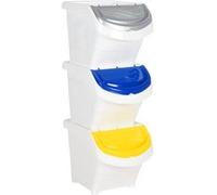 Poubelles empilables VIDAXL - Blanc PP - 78 L - Lot de 3