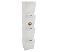 Poubelles empilables - vidaXL - 100 L - Polypropylène - Blanc