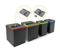 Poubelles pour tiroir de cuisine Recycle avec couvercle anti-odeurs, Hauteur 266, 2x15litres, 2x7litres, Plastique gris antracite