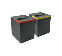 Emuca - Poubelles, Compartiments de Recyclage pour Base à Couper, Kit de 2 bacs Hauteur 266mm et capacité 15 litres