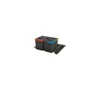 Emuca Poubelles pour tiroir Recycle – Kit 1x12L + 2x6L, H216mm, base 60cm, gris anthracite