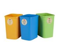 CURVER Eco Ensemble de 3 poubelles du système de tri sélectif des déchets, 10 l chacune, pour papier verre et plastique, poubelle en plastique