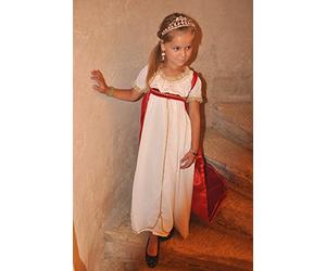 Pouce et Compagnie - Robe de Princesse impératrice Joséphine 6-9 Ans, Une Robe d'exception avec Une traîne en Velours de Coton et galons dorés pour se Croire au Temps de Napoléon