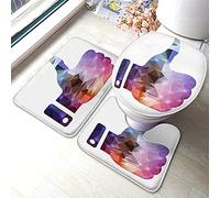 Pouces vers le haut ensemble de tapis de bain géométrique geste de la main doigt tapis de salle de bain 3 pièces tapis siège de toilette couvercle couverture tapis antidérapant tapis antidérapant