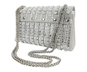 Pouch - Women's Evening Bags, Luxury Purse Support, Portable Rhinestone Clutch Shield, Celebration Accessory Management, Fashion Category, Silver Crystal Finish For Birthday New Year