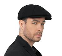 POUDAY Casquette Newsboy en laine mélangée pour homme Casquette irlandaise Newsboy Chapeau Newsies Cabbie, Tout_noir, Taille M