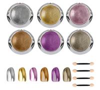 Poudre à ongles chromée, 6 pièces Poudre à ongles chromée or rose Poudre à ongles chromée pour ongles Poudre à ongles chromée pour vernis à gel Poudre à ongles irisée pour nail art (#06)