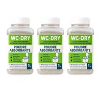 Poudre absorbante WC sèches TECH N'FAST 3 x 1L - désodorisant naturel eucalyptus, fabriqué en France