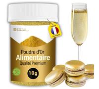 Poudre Alimentaire Or 10G - Colorante 100% ALIMENTAIRE - Paillettes Comestibles - Décoration Gâteaux, Chocolat, Macarons, Cocktails, Boissons, Déversez votre créativité ! (OR, 10 g (Lot de 1))