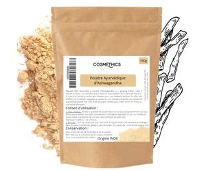 Poudre Ayurvédique de Ashwagandha naturelle 100g Cosm'Ethics® 100% renforce le cuir chevelu et améliore la circulation pour une meilleure pousse