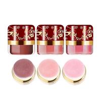 Poudre Blush | Maquillage Visage Haute Pigmentation Lot de Trois | Set Maquillage Blush Poudre Libre avec Houppette,Pour Femme Teint Rosé Naturel Types de Peau