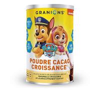 Poudre cacao croissance GRANIONS PAT PATROUILLE | Complement alimentaire | Croissance, développement osseux | Magnésium, calcium, fer | Goût cacao | Sans sucres ajoutes, sans gluten | Marque FR | 300g