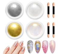 Poudre Chrome Ongle BISHENGYF - Poudre à Ongles ChroméE NacréE Effet Miroir MéTallique Aurora Blanc Jaune Argent Or Poudre Ongles ChroméE SirèNe PoussièRe De Pigment Irisé Pour Nail Art DIY