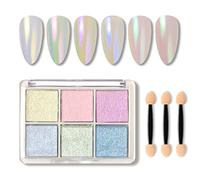 Poudre Chrome Ongle de 6 Couleurs, Glazed Poudre Ongle Effet Perle Nail Glitter Powder Nail Pigments pour Décoration D'ongle de Bricolage