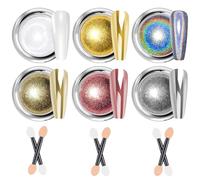 Poudre Chrome Ongle Or Rose: LEDSUUEI Effet Miroir Métal Super Poudre Nacrée Ongle Blanche pour Gel Poudre Chrome Brillante Paillette, Poudre Nail Art Ongle Holo Silver Aurora, Déco Salon Nail Art DIY