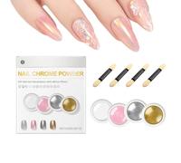 Poudre Chrome pour Ongles en Gel,Set D'Outils De Manucure 4 Pièces Avec Paillettes - Kit de Poudre à Tremper pour Design de Vernis Gel | Pour Manucure à Domicile Débutantes Usage Quotidien Soirée et R