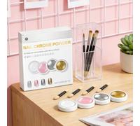Poudre Chromée pour Ongles - 4 Paillettes à Effet Holographique - Kit de Poudre à Tremper pour Design de Vernis Gel | Pour Manucure à Domicile Débutantes Usage Quotidien Soirée et Rendez-vous