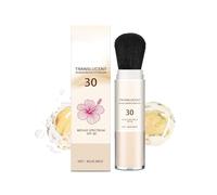 Poudre Compacte Protection Solaire Minérale Claire 8 g | 2 en 1 SPF 30/Large Spectre | Pinceau Rotatif Portable | Longue Tenue, Anti-Sébum, Fini Mat