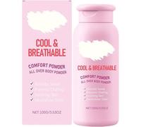 Poudre corporelle confort pour femmes, poudre rafraîchissante et respirante, anti-transpirante non collante, pour un confort optimal et une sensation de fraîcheur.