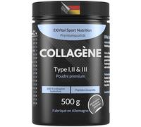Poudre de collagène 500 g - Peptides d'hydrolysat de collagène bioactif, poudre de protéines neutre, goût de collagène de type 1, 2 & 3, boisson lift de type 1, 2 & 3, hautement dosée
