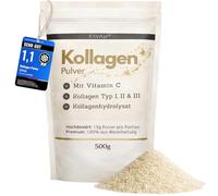 Poudre de collagène 500 grammes - Avec vitamine C, peptides d'hydrolysat de collagène bioactif, poudre de protéine - Sans goût, collagène de type 1, 2 et 3, Lift Drink, haute concentration