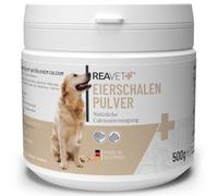 Poudre de Coquille d'œuf ReaVET Chien & Chat 500g - Source Naturelle de Calcium pour des os et des Dents sains, Poudre de Coquille d'œuf pour Chiens et Chats, additif Barf
