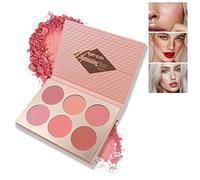 Poudre de fard à joues multicolore 3 en 1 Blush Highlighter Ombre à paupières Maquillage résistant à la sueur, non gras, chatoyant et mat 6 couleurs Palette de fard à joues naturel # A