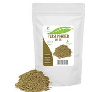 POUDRE DE FEUILLES DE TULSI (BASILIC SAINT) - 100% Naturel - pour le soin des cheveux et de la peau, a des propriétés nettoyantes, contient des composés antioxydants (100Gr)