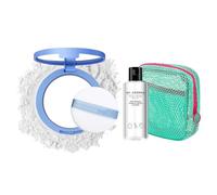 Poudre de fixation compacte, soyeuse et mate, 10 g, imperméable, naturelle et durable, avec 80 ml de nettoyant et trousse de maquillage compacte (03#)