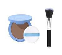 Poudre de fixation mate pour le visage - Poudre de fixation mate humide et sèche avec pinceau - Empêche le maquillage - Longue durée - Imperméable - Contrôle de l'huile - Convient à tous les types de