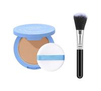 Poudre de fixation mate pour le visage - Poudre de fixation mate humide et sèche avec pinceau - Empêche les bavures - Longue durée - Imperméable - Contrôle de l'huile - Convient à tous les types de