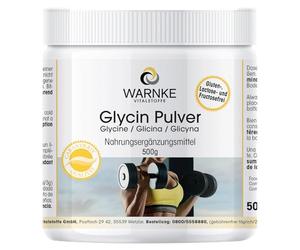 Poudre de glycine 500 g - 100% pure sans additifs, végétalienne - Acide aminé protéinogène | Warnke Vitalstoffe - Qualité des pharmacies allemandes