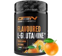 Poudre de L-glutamine aromatisée - 750 g - L-glutamine ultra-fine avec un supplément de taurine - Glutamine micronisée aromatisée - Sans sucre et très soluble - Végétalienne (Orange)