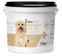 Poudre de levure de bière ReaVET pour Chiens et Chats 1,5 kg - levure de bière Pure moulue Contre la Chute des Poils et Les tiques, vitamines B Naturelles et biotine pour Chiens et Chats
