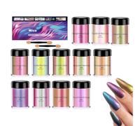 Poudre de mica changeante de couleur - 12 flacons, ensemble de pigments brillants, brillant à lèvres en résine pour la production de savon, pigment cosmétique non toxique | Poudre nacrée pour les