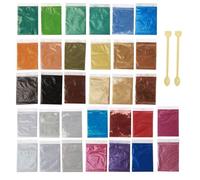 Poudre De Mica Minéral Naturel 32 Pièces, Résine Époxy, Ensemble De Pigments Colorés, Qualité Cosmétique, Maquillage, Fabrication De Savon Pour Les Lèvres