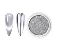 Poudre De Ongles Chromé - Miroir Holographique Poudre, Ongles Argentés Pigment Poussière | Poudre Chromée D'évite À Haut Brillant Avec Applicateur, Conception De Ongles Pigments Chromés Pour Diys Nail