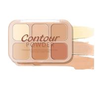 Poudre de palette anti-cernes - 6 couleurs - Kit cosmétique pour le contour du visage - Palette de correction de crème polyvalente - Accessoire de maquillage avec soie - Utilisation quotidienne