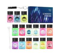Poudre de Pigment - 15 Couleurs Fluorescentes Colorants et Sûrs - Poudre De Colorant Pour Vernis À Ongles,Pour Slime Peinture Acrylique Revêtements Résine