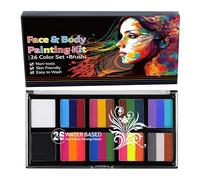 Poudre de pigment de peinture, ensemble de peinture pour le visage,Peinture corporelle lavable et pigmentée soluble dans l'eau - Kit de peinture pour le visage, maquillage, 26 couleurs, pour , journée