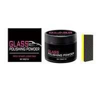Poudre de polissage pour vitres, nettoyant pour enlever les taches d'eau, composé de polissage de verre automatique de 30 g avec éponge, restaure la clarté et la brillance, formule d'application manue