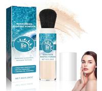 Poudre de Protection Solaire SPF 50 pour le Visage, Poudre Fixatrice de Protection Solaire Minérale, Poudre Libre avec Pinceau, Contrôle de L'huile, Translucide, Durable, Légère et Respirante
