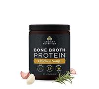 Poudre de protéines de bouillon d'os d'Ancient Nutrition, Soupe de poulet, poulet nourri à l'herbe et bouillon de bœuf, 15 g de protéines par portion, soutient un intestin sain, 15 portions…