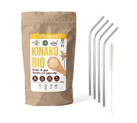Poudre de soja torréfié bio Kinako 80 g + 4 pailles en inox Youdoit